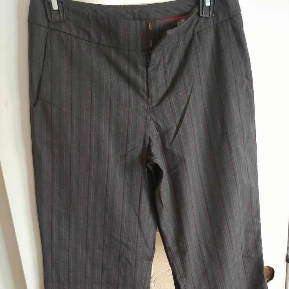 Merona Woman Straight Gray Striped Work Pants (4)
